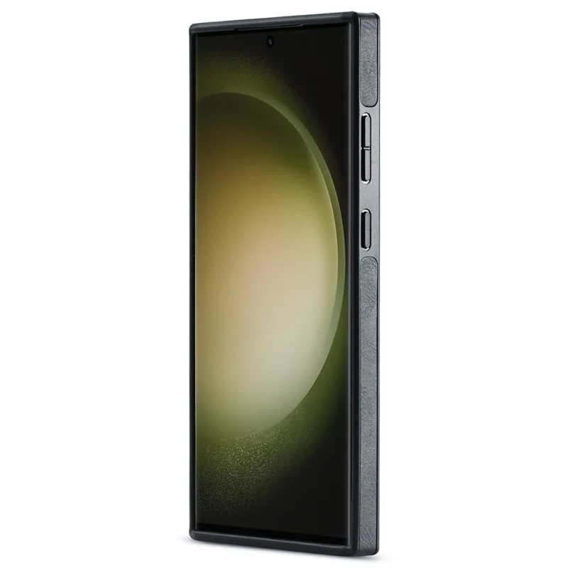 DG.MING Para Samsung Galaxy S23 Ultra Case PU Leather+PC+TPU Phone Cover - Preto