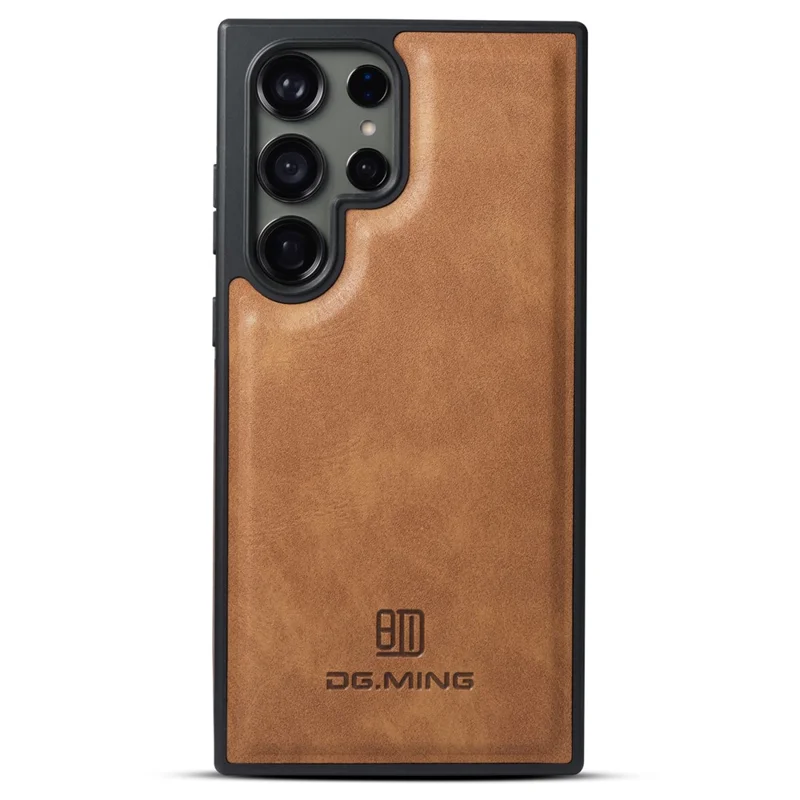 DG.MING For Samsung Galaxy S23 Ultra Case PU Leather+PC+TPU Phone Cover - Brown