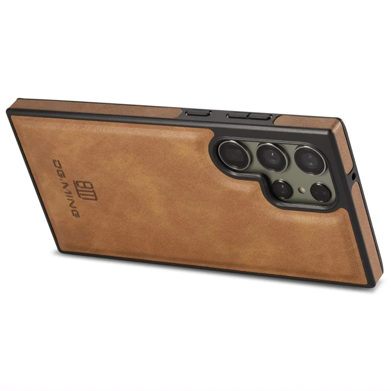 DG.MING For Samsung Galaxy S23 Ultra Case PU Leather+PC+TPU Phone Cover - Brown