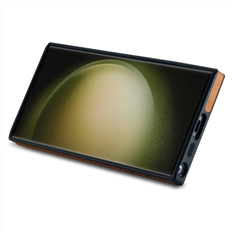 DG.MING For Samsung Galaxy S23 Ultra Case PU Leather+PC+TPU Phone Cover - Brown