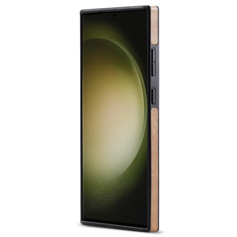 DG.MING For Samsung Galaxy S23 Ultra Case PU Leather+PC+TPU Phone Cover - Brown