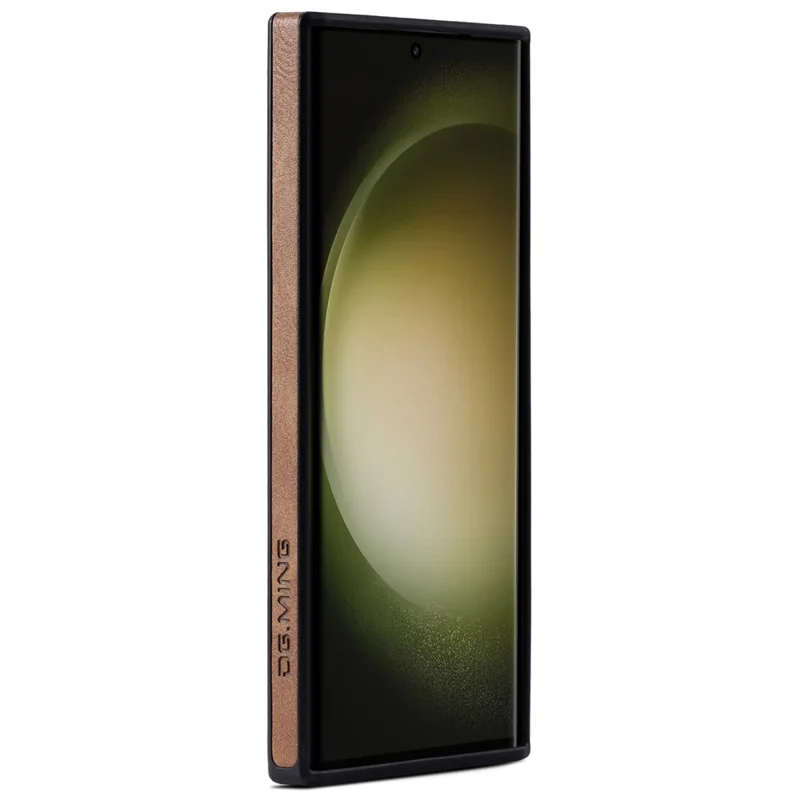 DG.MING For Samsung Galaxy S23 Ultra Case PU Leather+PC+TPU Phone Cover - Brown