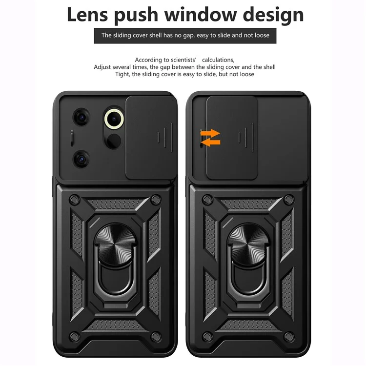 Für TECNO Camon 20 Premier 5G-Hülle Slide Lens Protection Kickstand Handyhülle - Schwarz