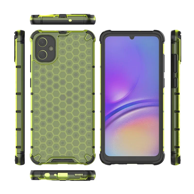 For Samsung Galaxy A05 4G Case Honeycomb Design TPU+PC Back Cover - Green