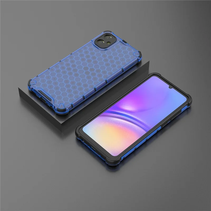 For Samsung Galaxy A05 4G Case Honeycomb Design TPU+PC Back Cover - Blue