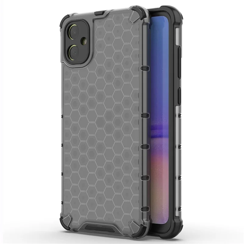 For Samsung Galaxy A05 4G Case Honeycomb Design TPU+PC Back Cover - Black