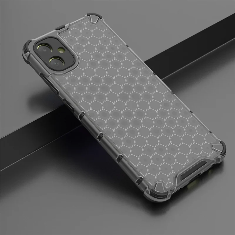 For Samsung Galaxy A05 4G Case Honeycomb Design TPU+PC Back Cover - Black