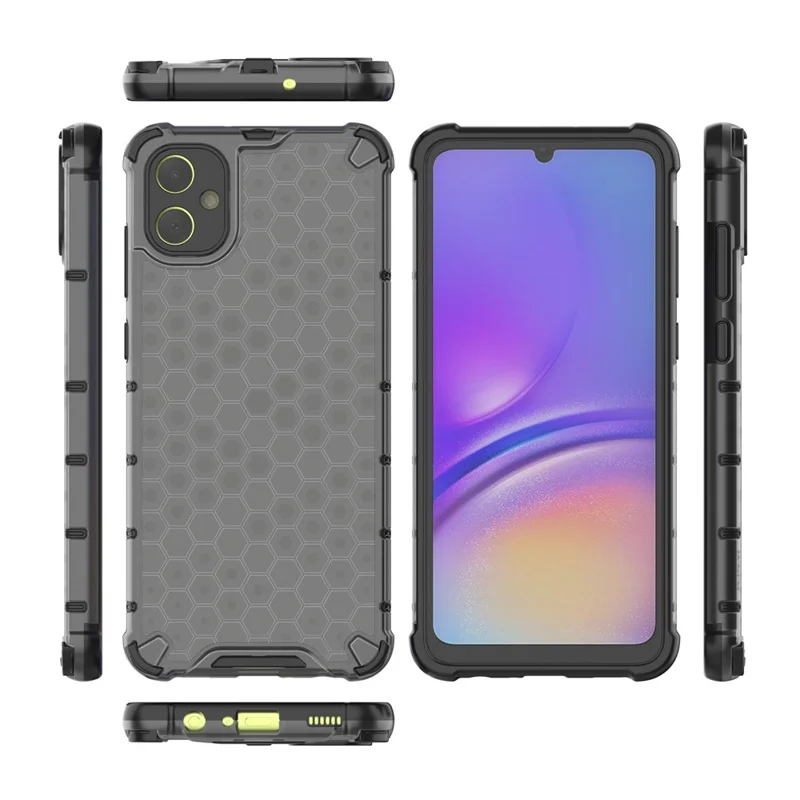 For Samsung Galaxy A05 4G Case Honeycomb Design TPU+PC Back Cover - Black