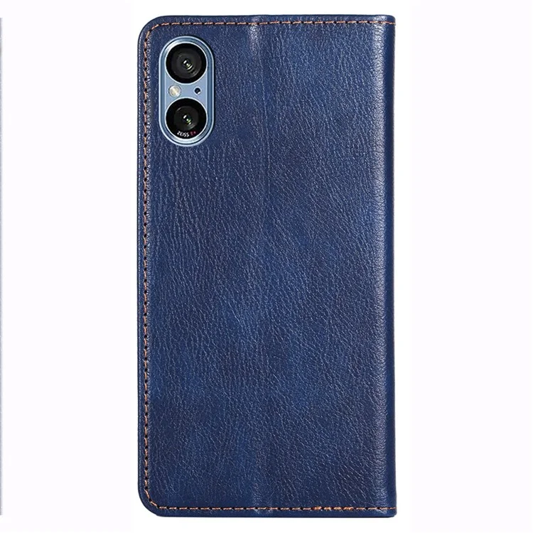 Capa de telefone à prova de choques para Sony Xperia 5 V Case Stand Wallet PU Leather Magnetic Cell Phone Shell - Azul