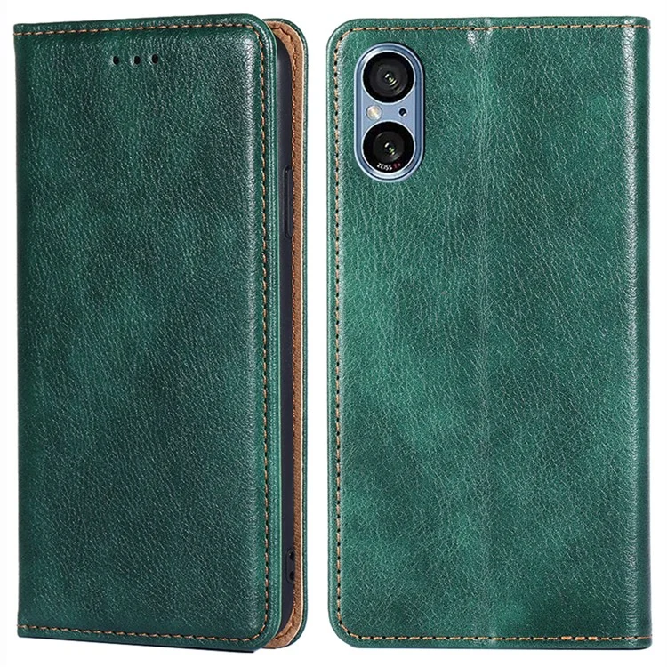 Cover per telefono antiurto per Sony Xperia 5 V Case Stand Wallet Pelle PU Guscio di cellulare magnetico - Verde