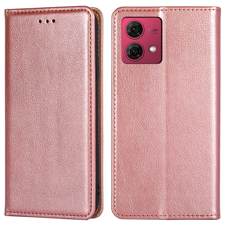 Para Motorola Moto G84 5G Funda de Piel de PU Cubierta Protectora de Teléfono de Pie Cartera - Oro Rosa
