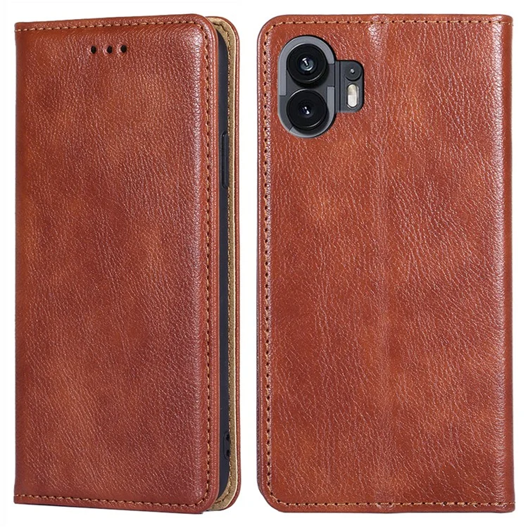 Cáscara anti-arañazos para Nothing Phone (2) Funda Resistente a Golpes Soporte de Piel de PU Funda Billetera para Teléfono - Marrón