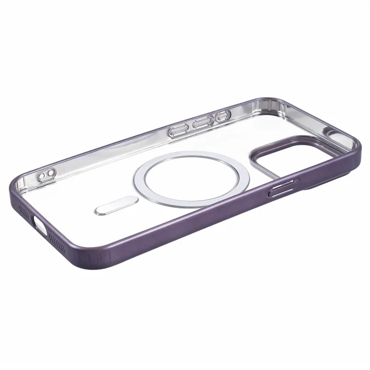 Coque pour iPhone 14 Pro Matte Electroplating Smart Phone Shell Compatible avec MagSafe - Violet Foncé