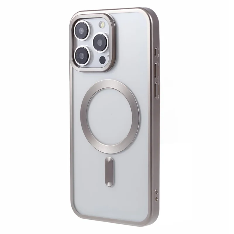 For iPhone 14 Pro Max Magnetic Case Compatible with MagSafe Electroplating TPU Cover - Titanium Grey