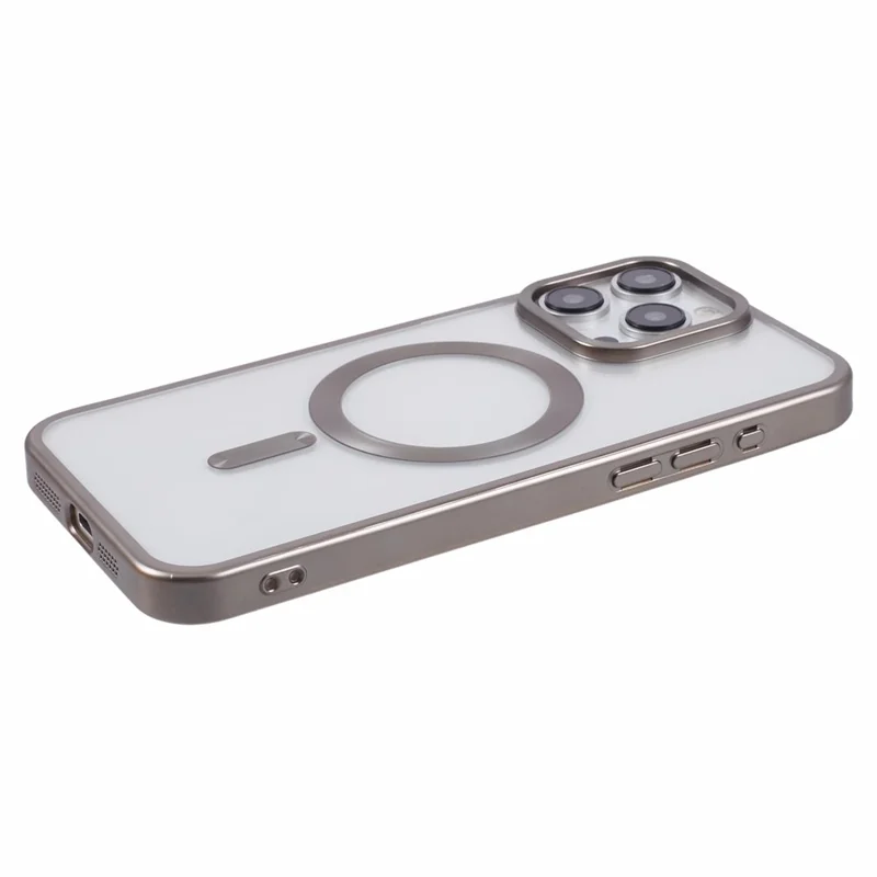 For iPhone 14 Pro Max Magnetic Case Compatible with MagSafe Electroplating TPU Cover - Titanium Grey