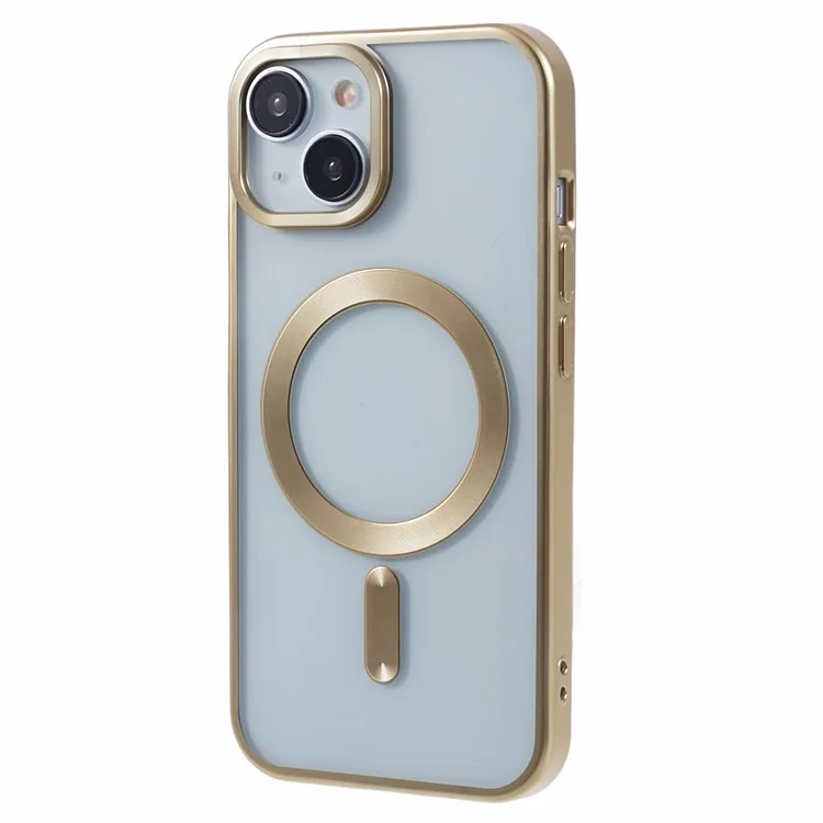 Capa TPU para iPhone 15 Plus Compatível com MagSafe CD Vein Magnetic Phone Cover - Amarelo