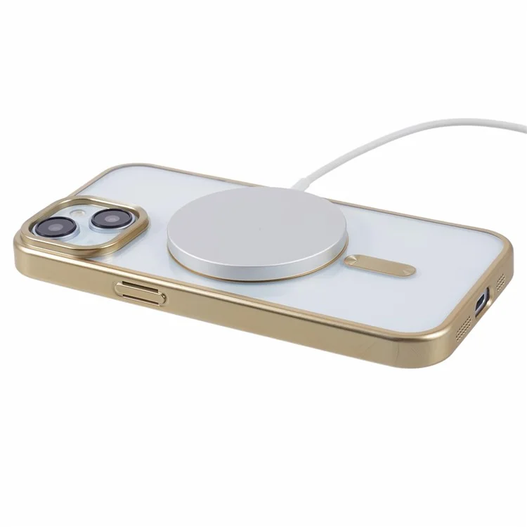 For iPhone 13 Case Matte TPU Electroplating Phone Cover Compatible with MagSafe - Yellow