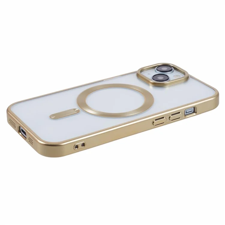 For iPhone 13 Case Matte TPU Electroplating Phone Cover Compatible with MagSafe - Yellow