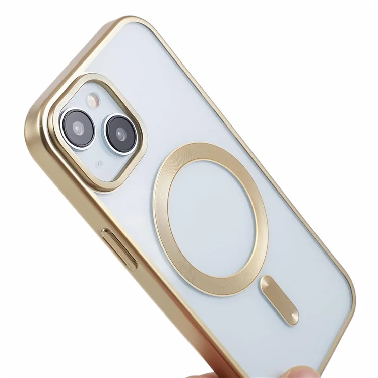 For iPhone 13 Case Matte TPU Electroplating Phone Cover Compatible with MagSafe - Yellow