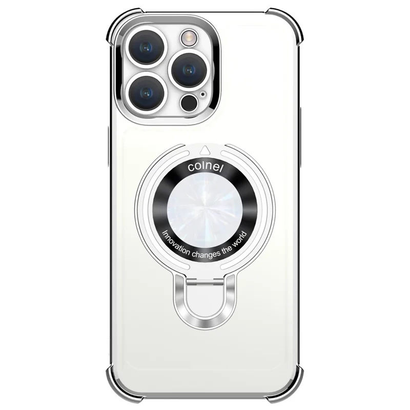 For iPhone 15 Pro Phone Case Reinforced Corner Cover Compatible with MagSafe - Electroplated Silver