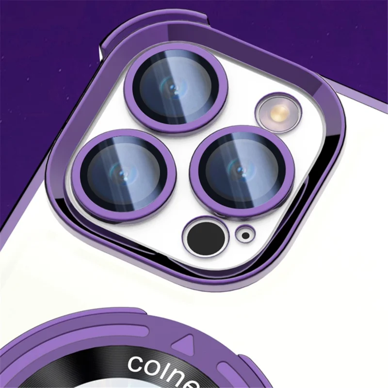 For iPhone 15 Pro Max Magnetic Case Ring Holder Kickstand Phone Cover - Electroplated Blue