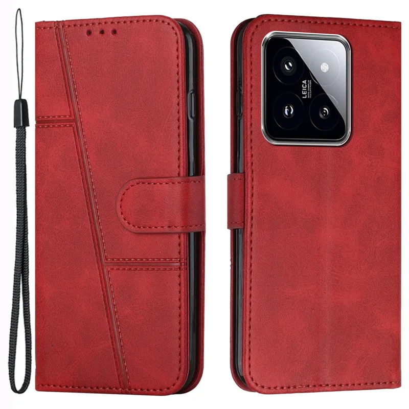 For Xiaomi 14 Cell Phone Case Wallet Stand Full Protection Leather Cover - Red