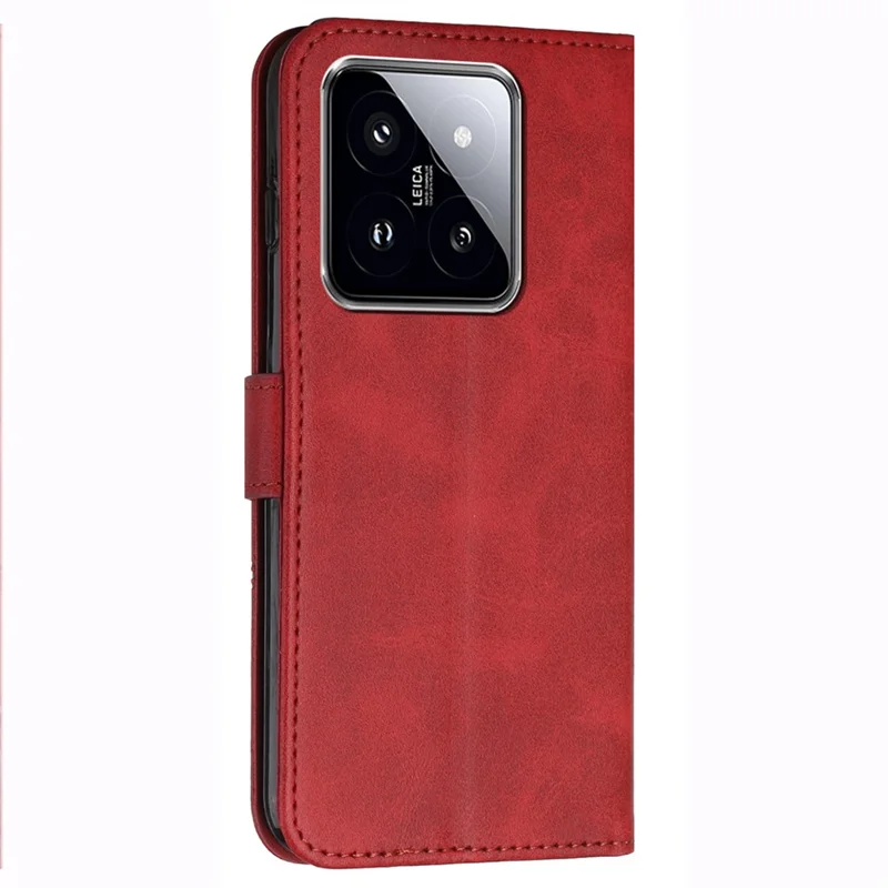 For Xiaomi 14 Cell Phone Case Wallet Stand Full Protection Leather Cover - Red