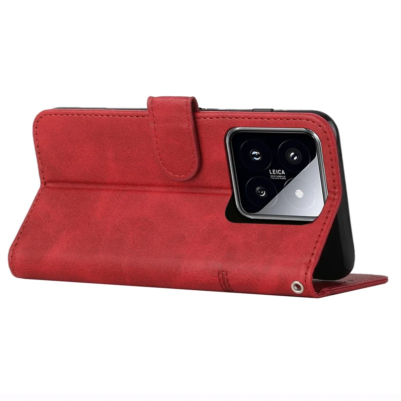 For Xiaomi 14 Cell Phone Case Wallet Stand Full Protection Leather Cover - Red