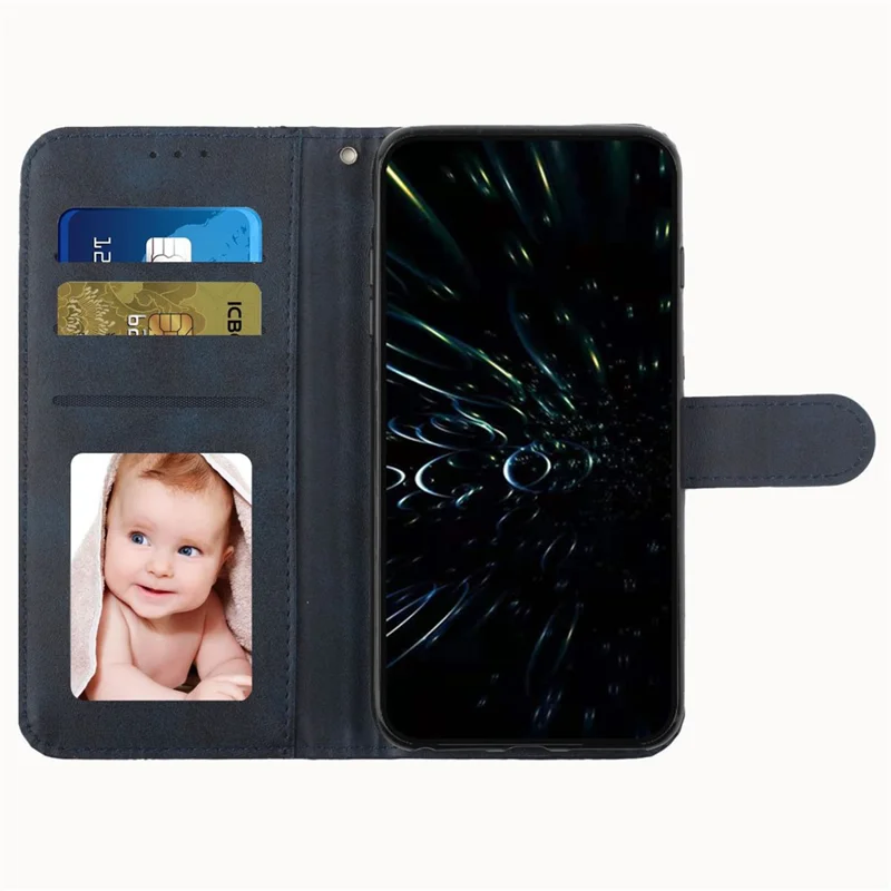 Pour Samsung Galaxy A25 5G (Global) (161,0 x 76,5 x 8,3 mm) Étui pour téléphone portable Calf Texture Leather Wallet Cover - Saphir