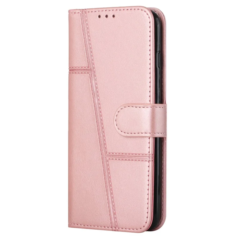 For Samsung Galaxy S25 / S24 Case PU Leather Wallet Calf Texture Shockproof Phone Cover - Rose Gold