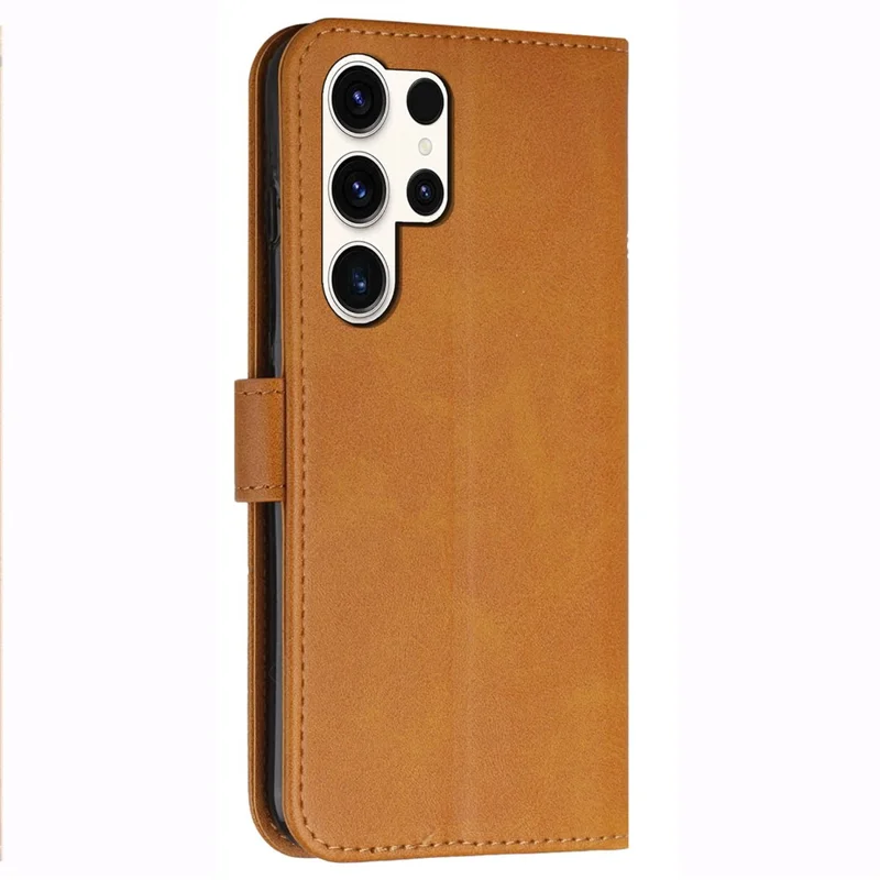 For Samsung Galaxy S24 Ultra Cell Phone Case Shockproof Leather Stand Cover with Wallet - Yellow