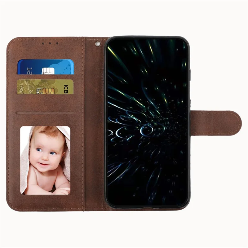 For Samsung Galaxy S24 Ultra Cell Phone Case Shockproof Leather Stand Cover with Wallet - Brown