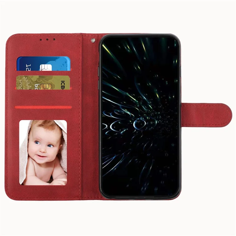 For Samsung Galaxy S24 Ultra Cell Phone Case Shockproof Leather Stand Cover with Wallet - Red