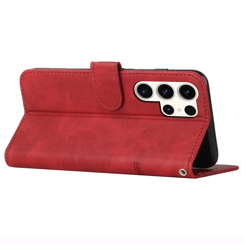 For Samsung Galaxy S24 Ultra Cell Phone Case Shockproof Leather Stand Cover with Wallet - Red