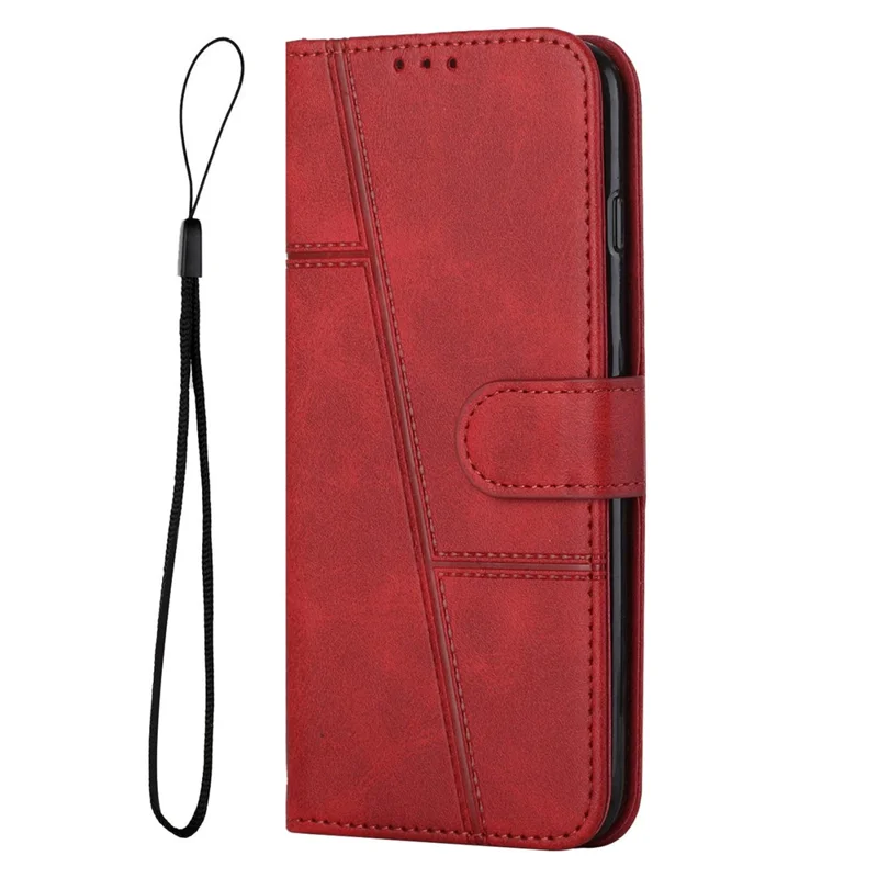 For Samsung Galaxy S24 Ultra Cell Phone Case Shockproof Leather Stand Cover with Wallet - Red