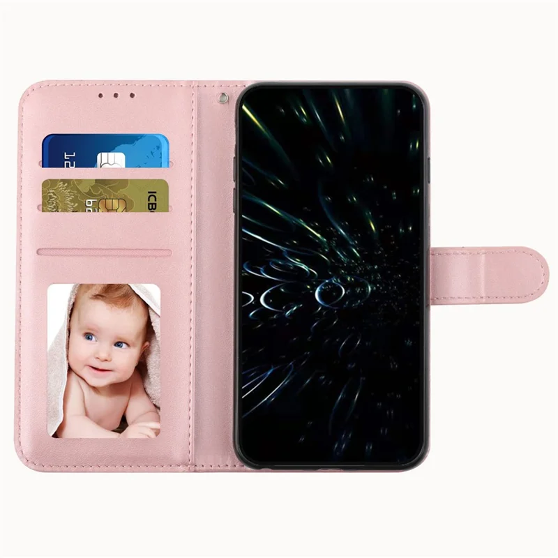 For Samsung Galaxy S24 Ultra Cell Phone Case Shockproof Leather Stand Cover with Wallet - Rose Gold