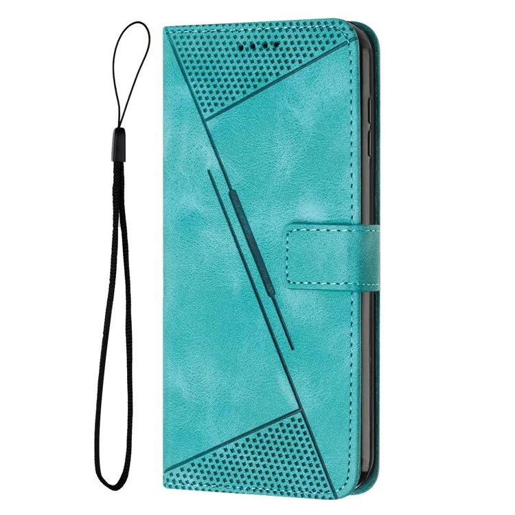 Para Xiaomi 14 Case Anti-queda Triângulo Impresso PU Leather Wallet Stand Phone Cover - Green