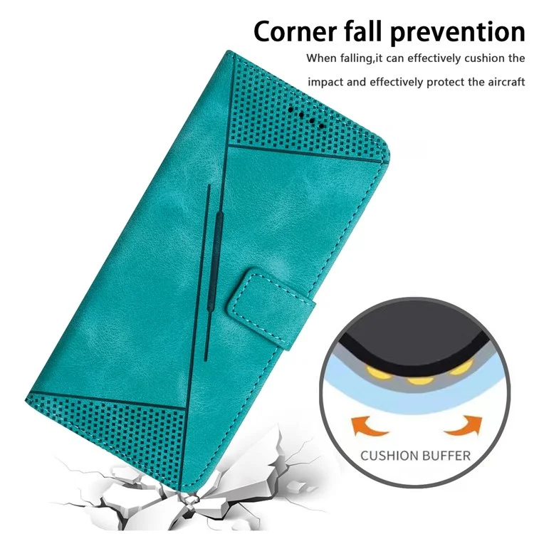 Para Xiaomi 14 Case Anti-queda Triângulo Impresso PU Leather Wallet Stand Phone Cover - Green