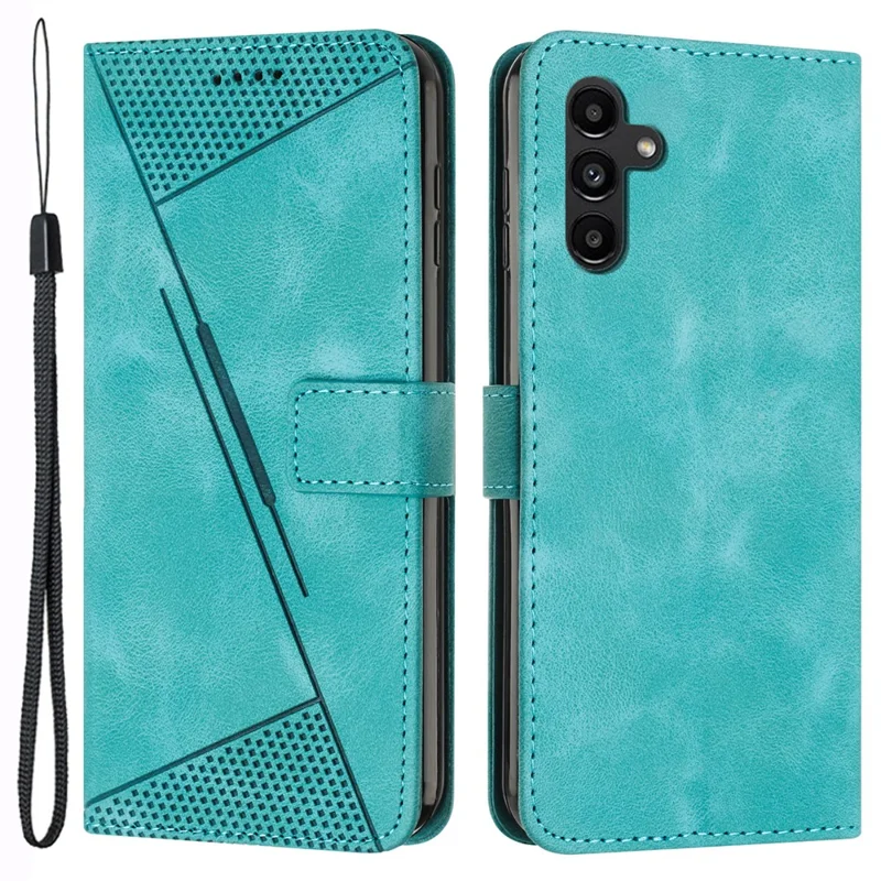 Чехол для Samsung Galaxy S25 / S24 с треугольным тиснением из искусственной кожи PU + TPU с подставкой - Зеленый