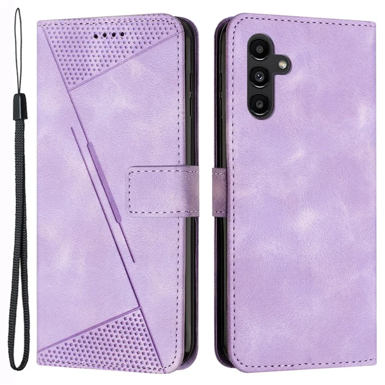 For Samsung Galaxy A25 5G (Global) (161.0 x 76.5 x 8.3mm) Magnetic Case PU Leather Triangle Imprinted Wallet Smartphone Cover - Purple