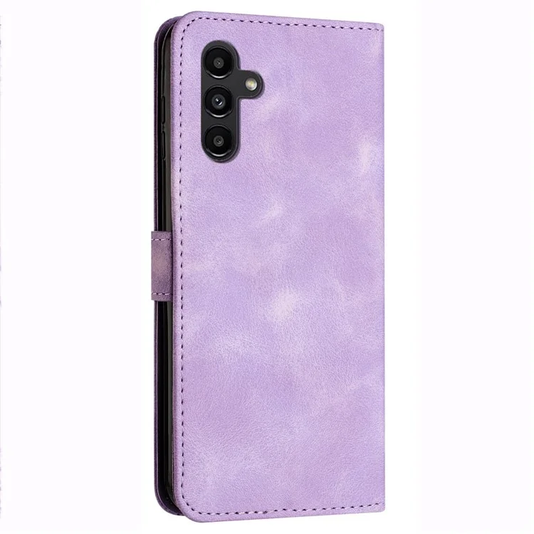 For Samsung Galaxy A25 5G (Global) (161.0 x 76.5 x 8.3mm) Magnetic Case PU Leather Triangle Imprinted Wallet Smartphone Cover - Purple
