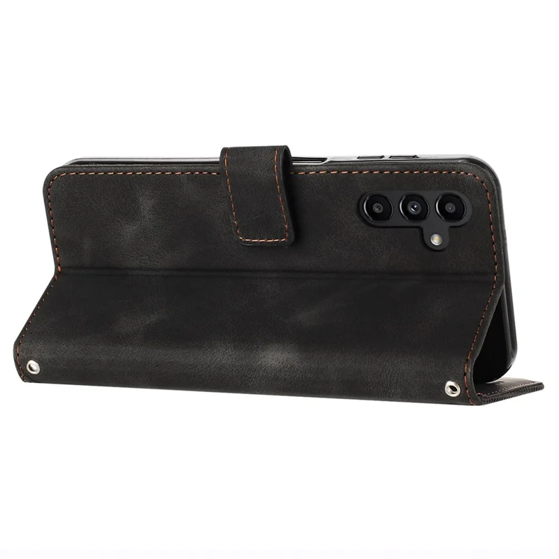 Чехол-кошелек с магнитом из искусственной кожи с треугольным тиснением для Samsung Galaxy A25 5G (Глобальная версия) (161,0 x 76,5 x 8,3 мм), черный