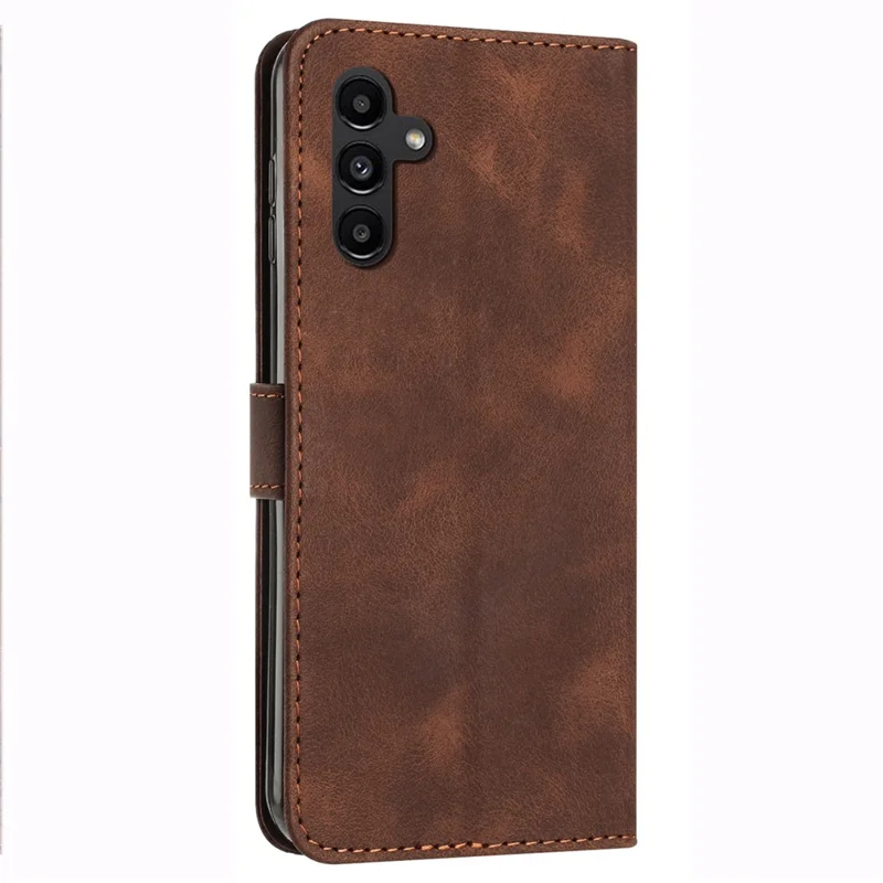 For Samsung Galaxy A25 5G (Global) (161.0 x 76.5 x 8.3mm) Magnetic Case PU Leather Triangle Imprinted Wallet Smartphone Cover - Brown