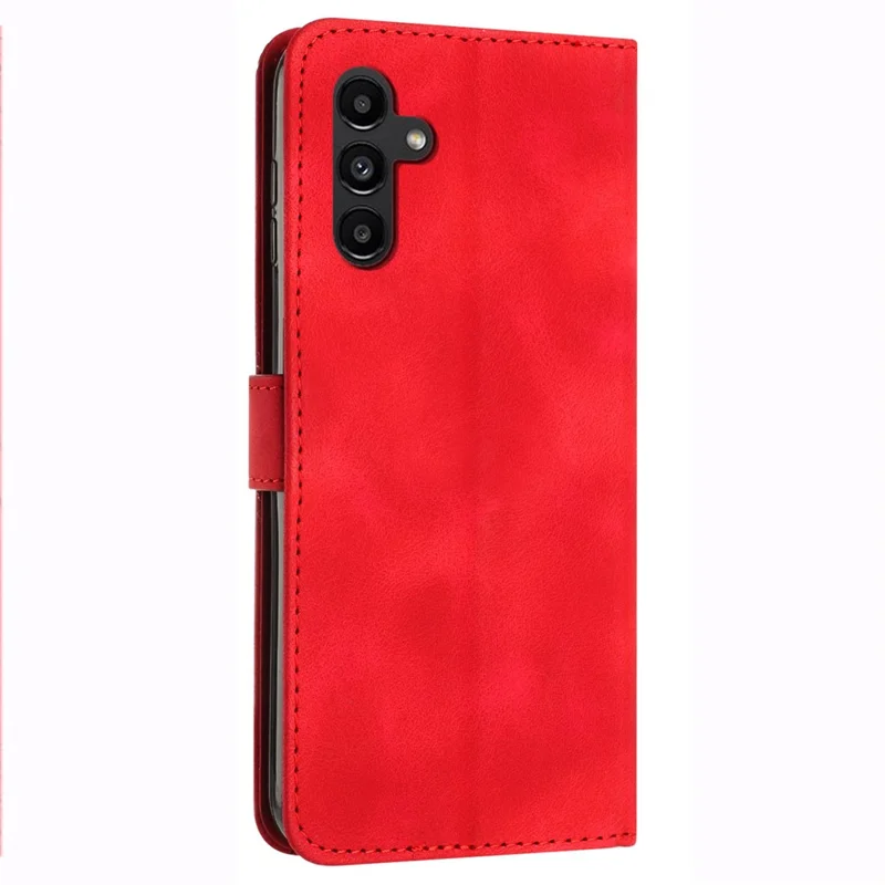For Samsung Galaxy A25 5G (Global) (161.0 x 76.5 x 8.3mm) Magnetic Case PU Leather Triangle Imprinted Wallet Smartphone Cover - Red