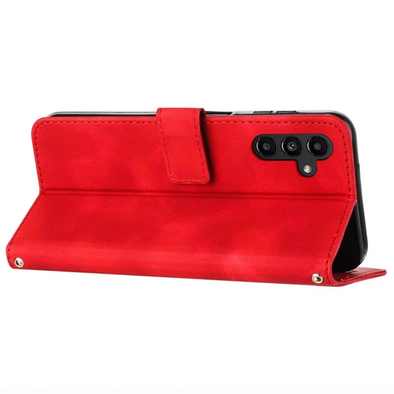 For Samsung Galaxy A25 5G (Global) (161.0 x 76.5 x 8.3mm) Magnetic Case PU Leather Triangle Imprinted Wallet Smartphone Cover - Red