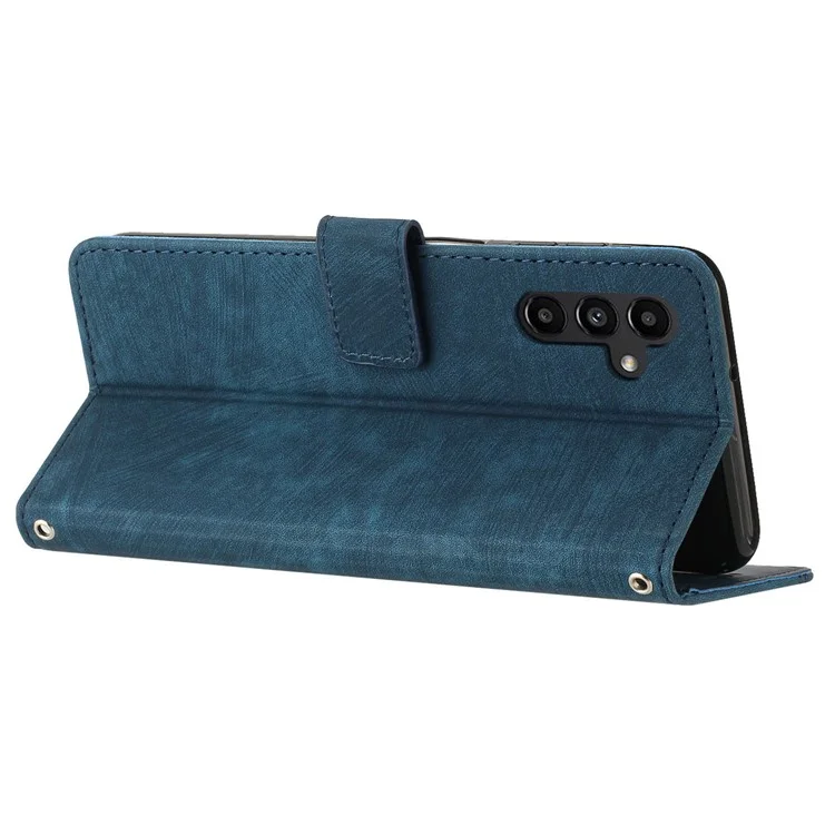Para Samsung Galaxy S25 / S24 Cubierta de teléfono de piel de PU - Tacto estampado Soporte para teléfono móvil Cáscara Flip Case - Zafiro