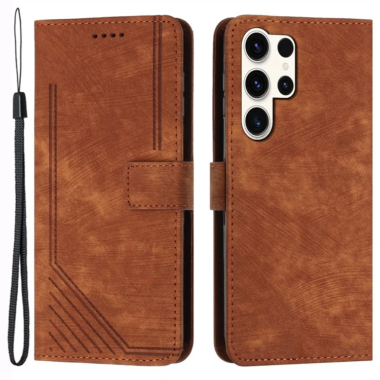 Leder-Handyhülle für Samsung Galaxy S24 Ultra Skin-touch Stand Wallet Phone Cover - Braun