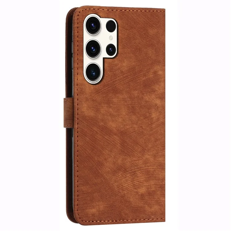 Leder-Handyhülle für Samsung Galaxy S24 Ultra Skin-touch Stand Wallet Phone Cover - Braun