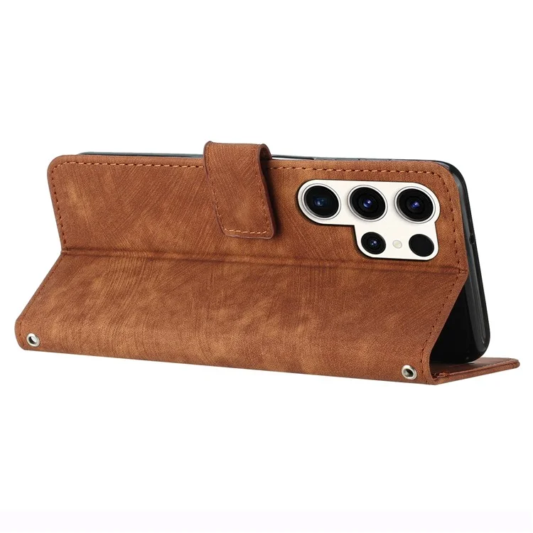 Leder-Handyhülle für Samsung Galaxy S24 Ultra Skin-touch Stand Wallet Phone Cover - Braun