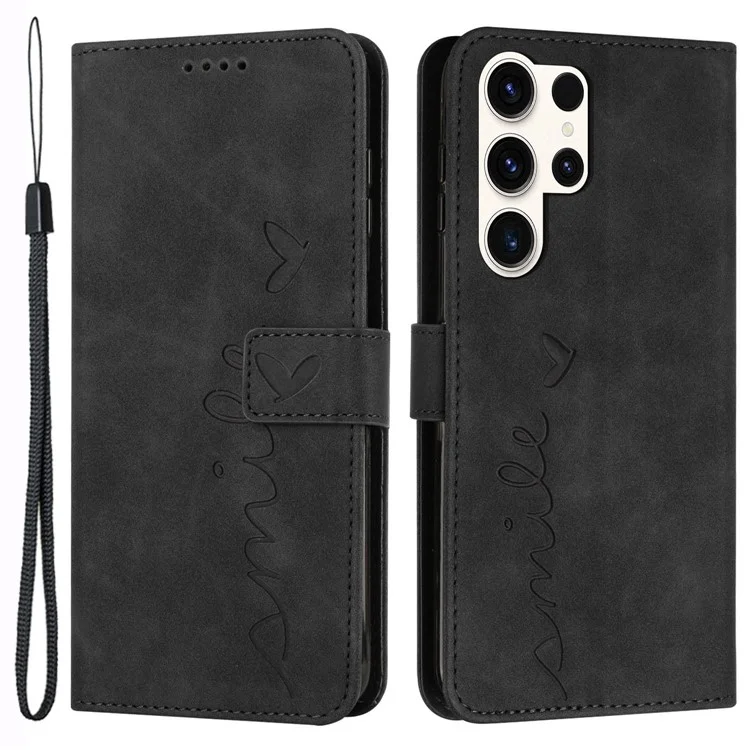 Für Samsung Galaxy S24 Ultra Handy Hülle Skin-touch Leder Brieftasche Schutzhülle - Schwarz